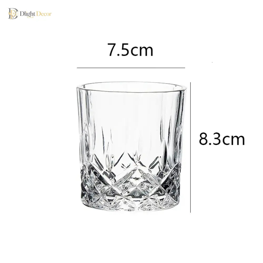 Dlight Decor 2pc 230ml Crystal Embossed Glass Cup Set – Whiskey Wine & Water 230ml / 2pcs