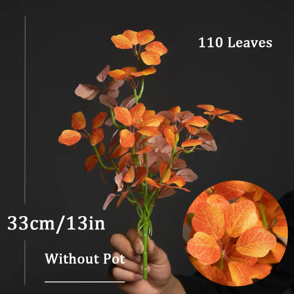Dlight Decor 33cm Four Leaf Clover Plant with Bell Tree Leaves for Home and Party Decor Orange