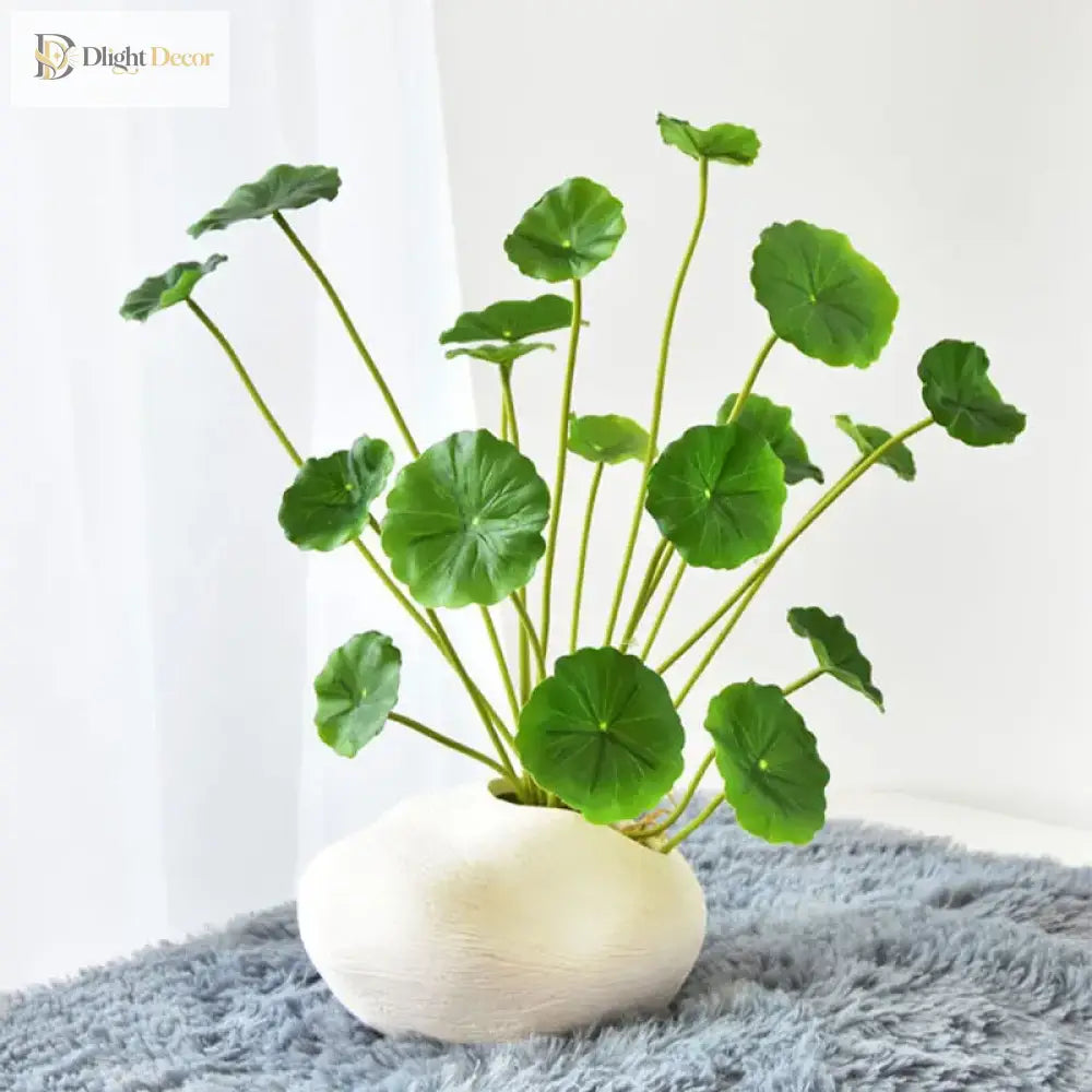 Dlight Decor 37cm Lotus Eucalyptus Leaf Plant with Copper Accents for Home and Office Decor 37cm 18Leaves