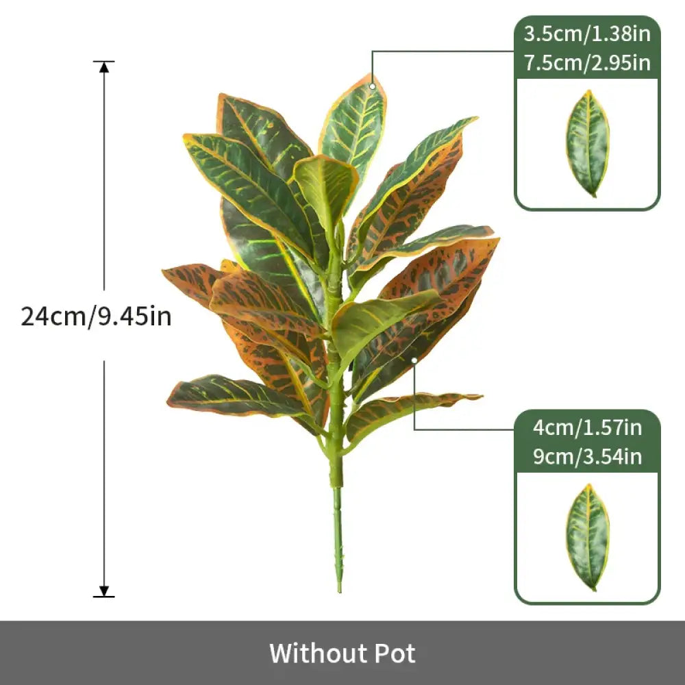 Dlight Decor 41cm Banyan Ficus Palm Branch with Codiaeum Leaves 24cm-16Leaves