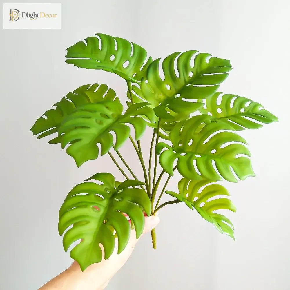 Dlight Decor 43cm Monstera Turtle Leaf Palm Branch for Home and Garden Decor
