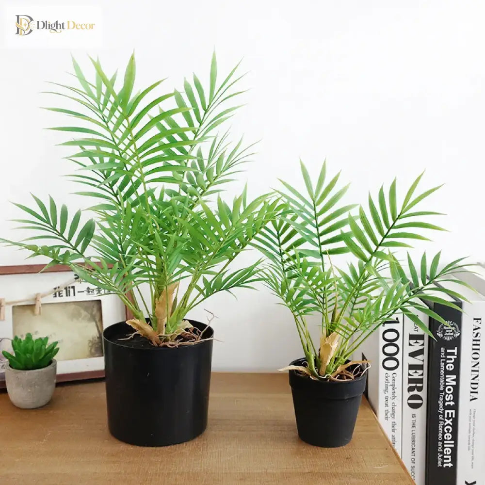 Dlight Decor 44cm Palm Plant Branch with Real Touch Monstera Leaves