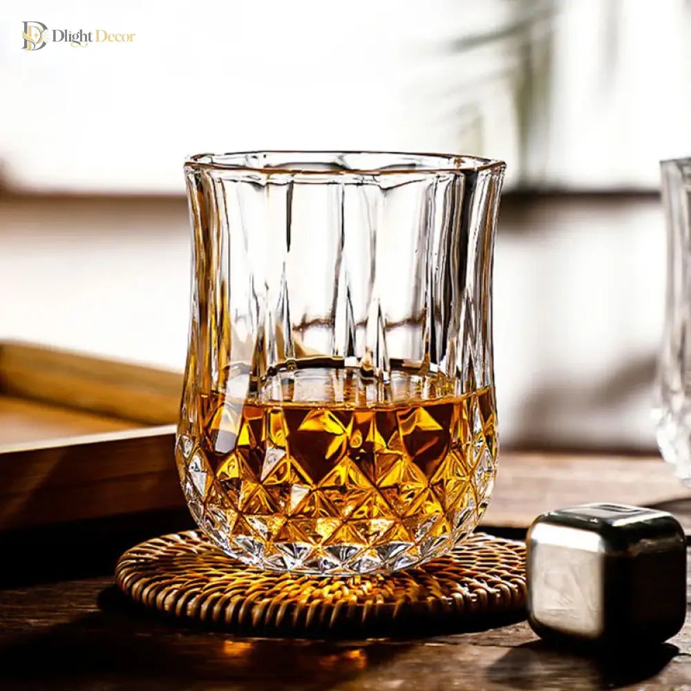 Dlight Decor 4pc Diamond Cut Glass Set 215ml Clear 215ml / 4pcs Cocktail Glasses