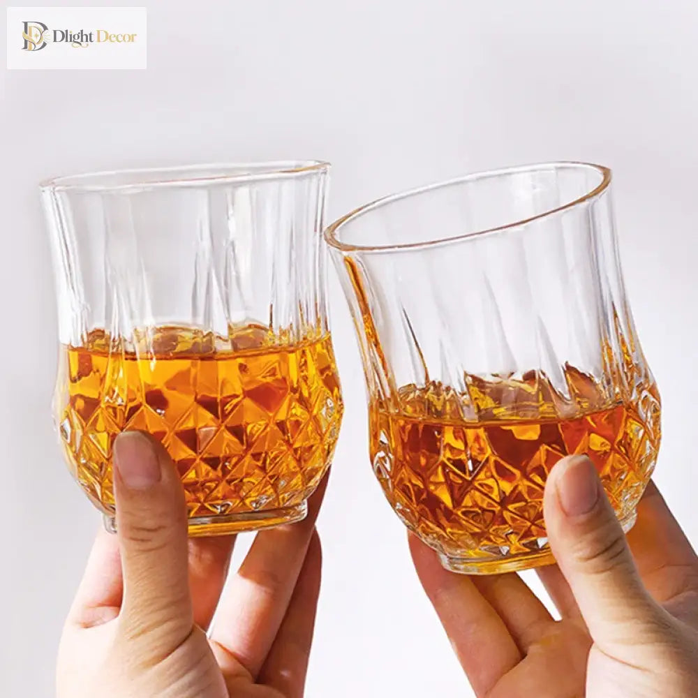 Dlight Decor 4pc Diamond Cut Glass Set 215ml Clear 215ml / 4pcs Cocktail Glasses