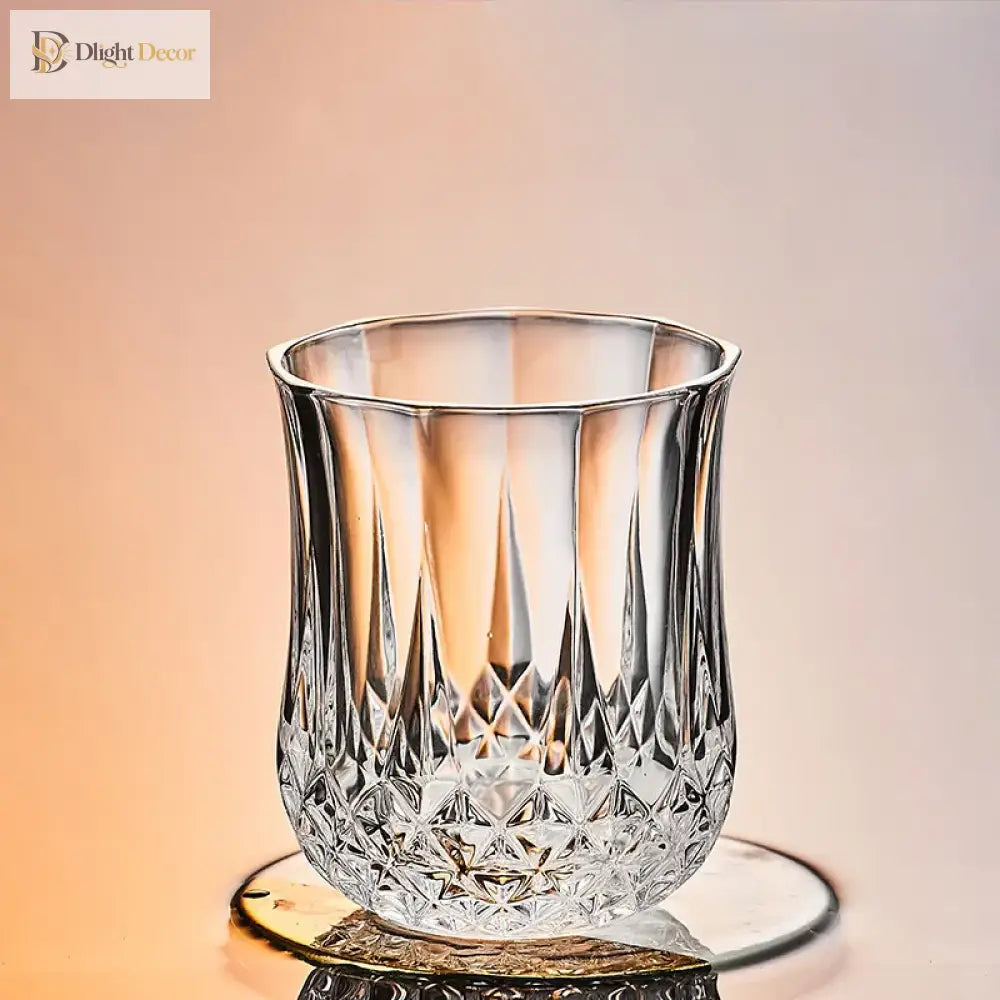 Dlight Decor 4pc Diamond Cut Glass Set 215ml Clear 215ml / 4pcs Cocktail Glasses