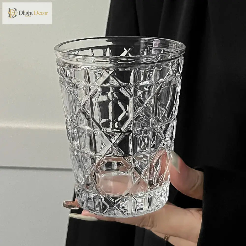 Dlight Decor 4pc Diamond Glass Set 310ml Clear Cups 310ml / 4pcs Glass