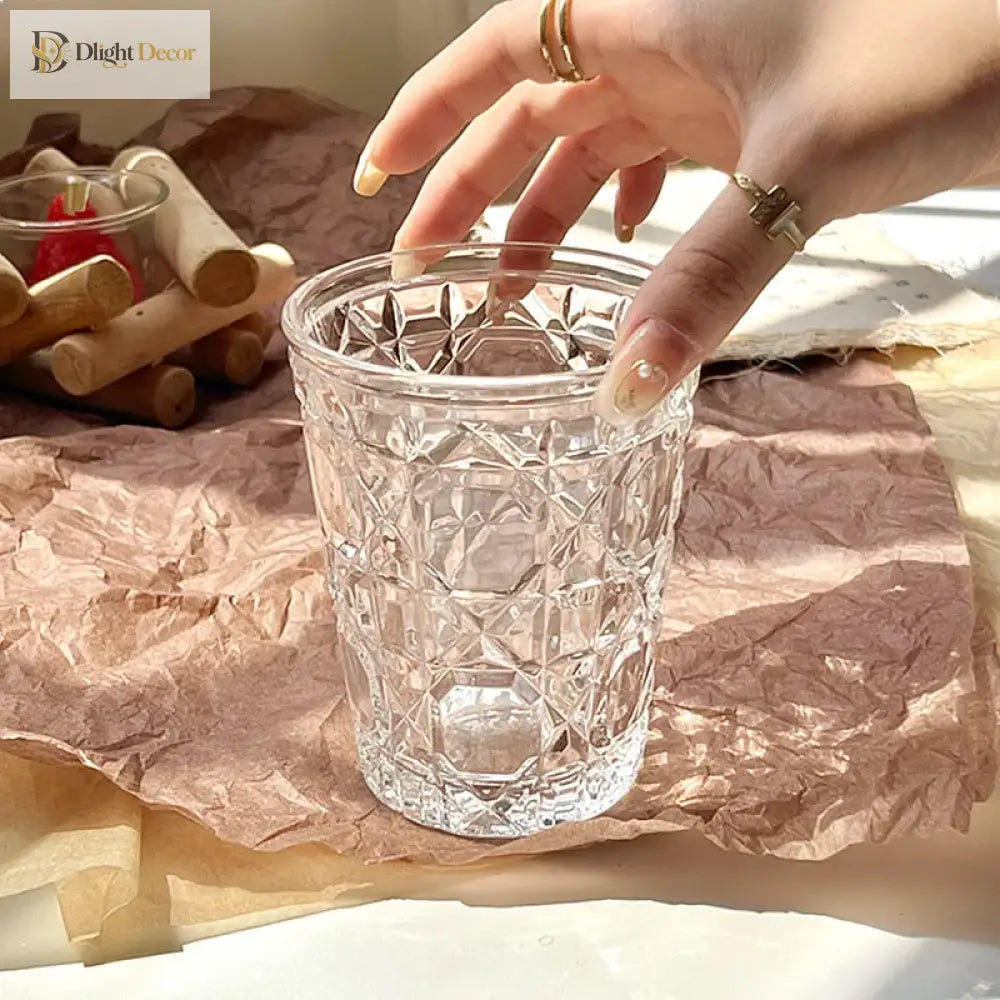 Dlight Decor 4pc Diamond Glass Set 310ml Clear Cups 310ml / 4pcs Glass