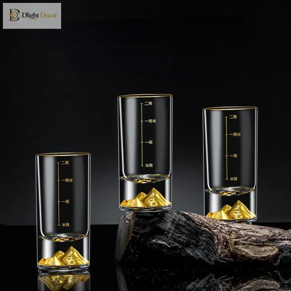 Dlight Decor 50ml/100ml Golden Mountain Shot Glass Thick Bottom Luxury Spirits Cup