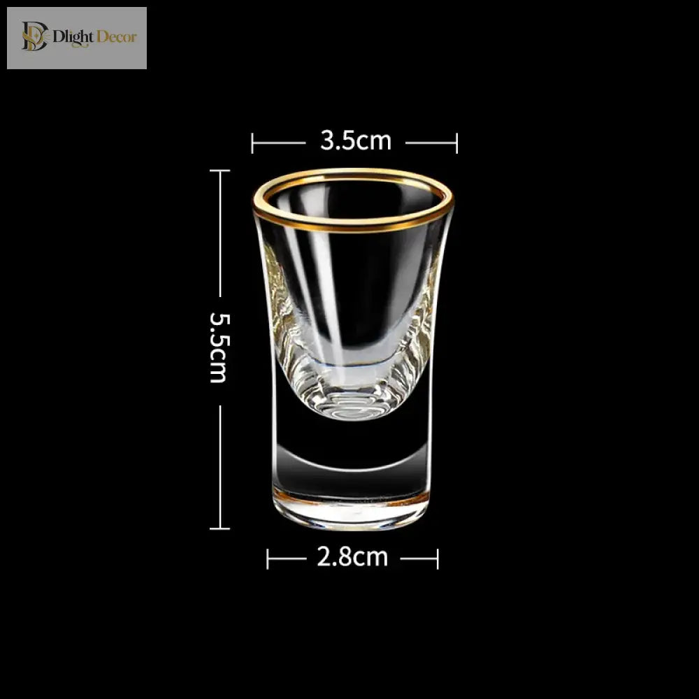 Dlight Decor 6pc Gold Rim Spirits Glass Set – Gilt Small Wine & Baijiu Cups 6pcs / 15ml