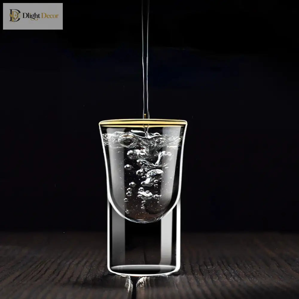 Dlight Decor 6pc Gold Rim Spirits Glass Set – Gilt Small Wine & Baijiu Cups 6pcs / 15ml