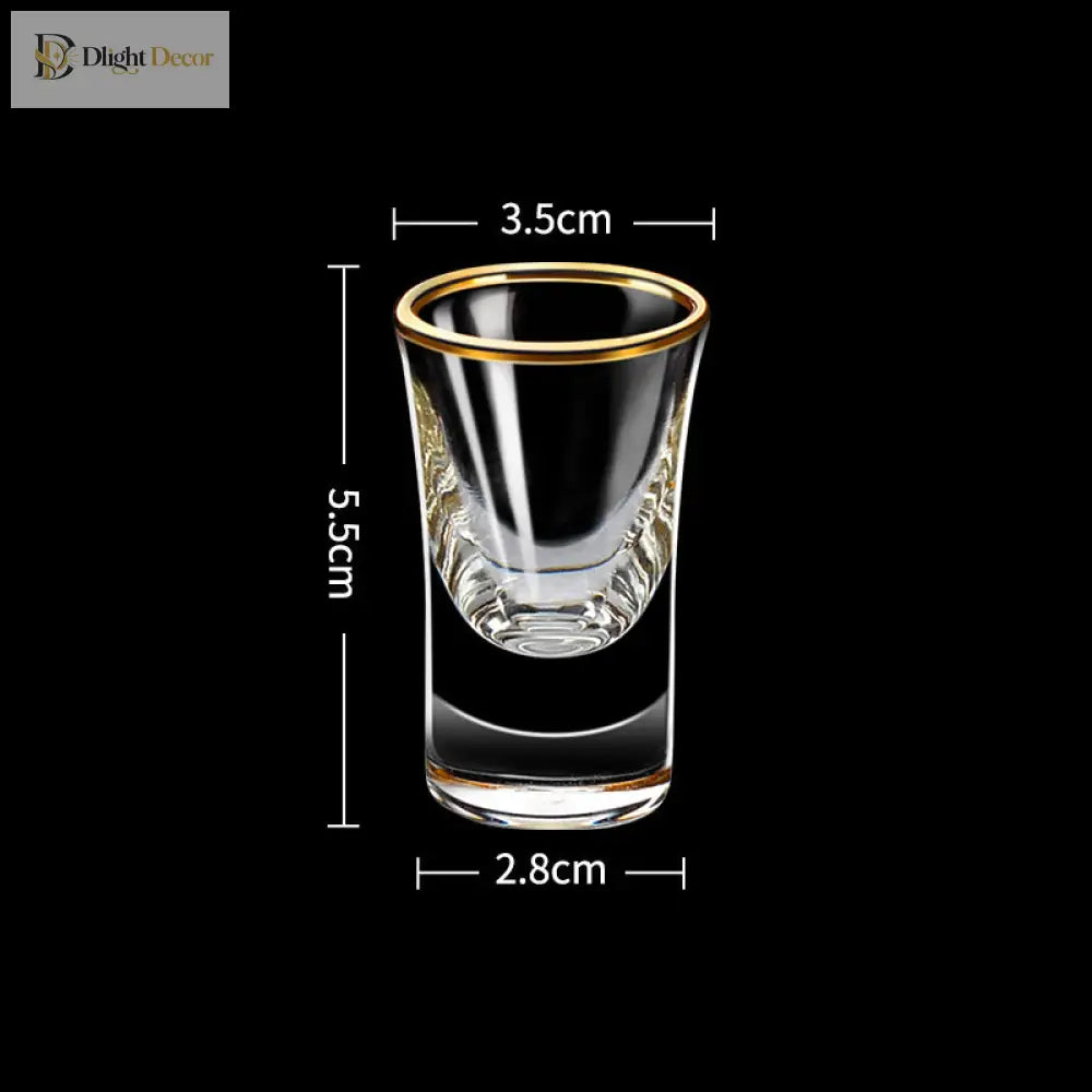 Dlight Decor 6pc Gold Rim Spirits Glass Set – Gilt Small Wine & Baijiu Cups 6pcs / 15ml