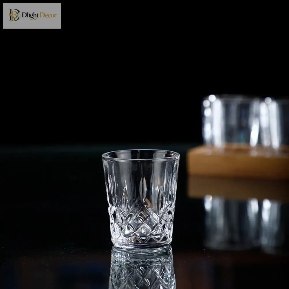 Dlight Decor 6pc Retro Engraved Glass Set Whisky Beer Juice & Water Cups 50ml / 6pcs