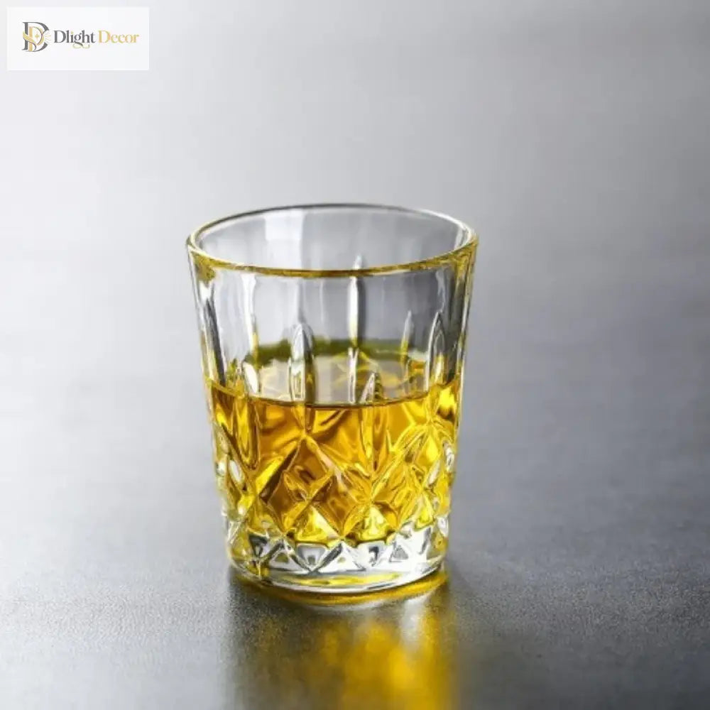 Dlight Decor 6pc Retro Engraved Glass Set Whisky Beer Juice & Water Cups 50ml / 6pcs