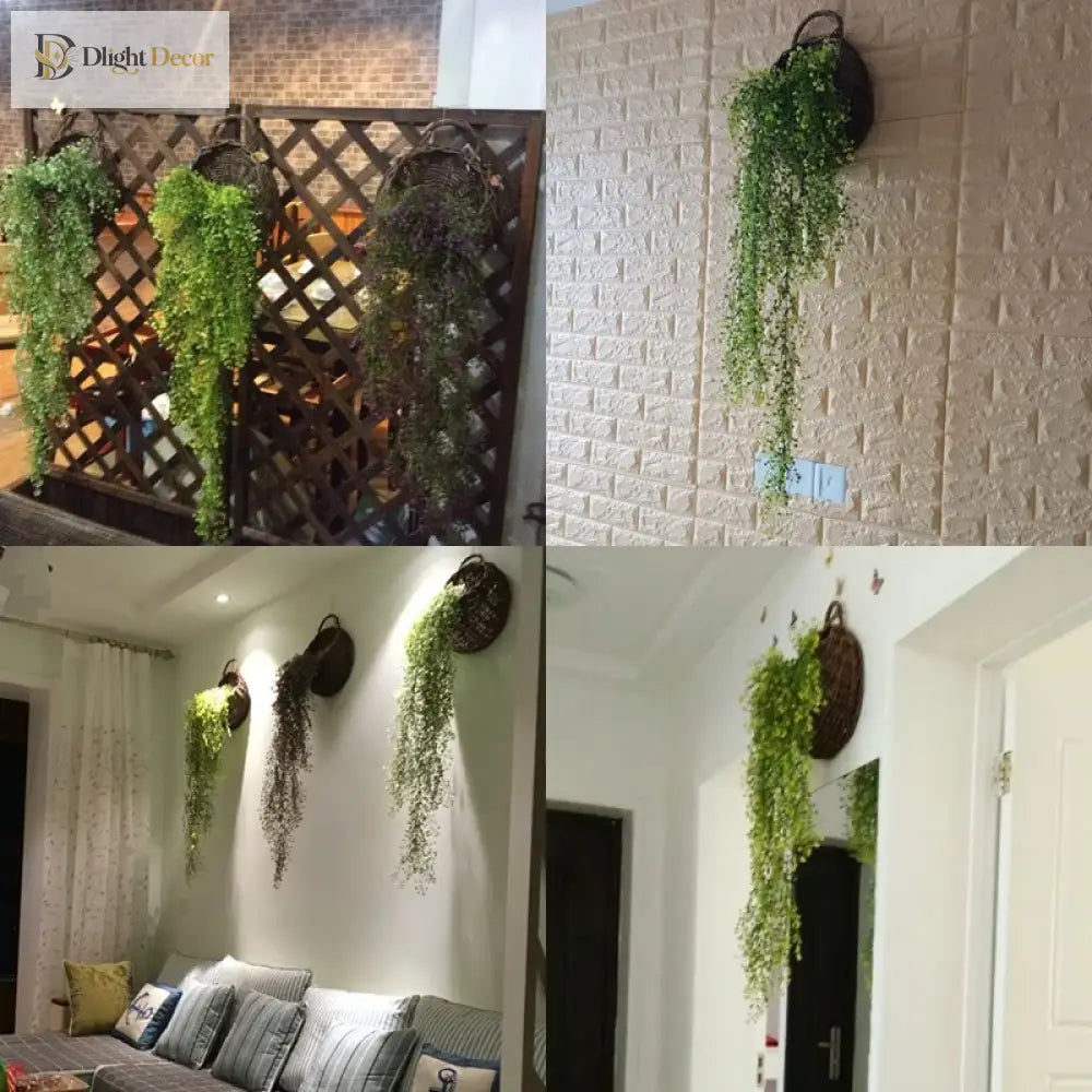Dlight Decor 75cm Hanging Golden Bell Willow Vine with 5 Forks for Wall and Garden Decor