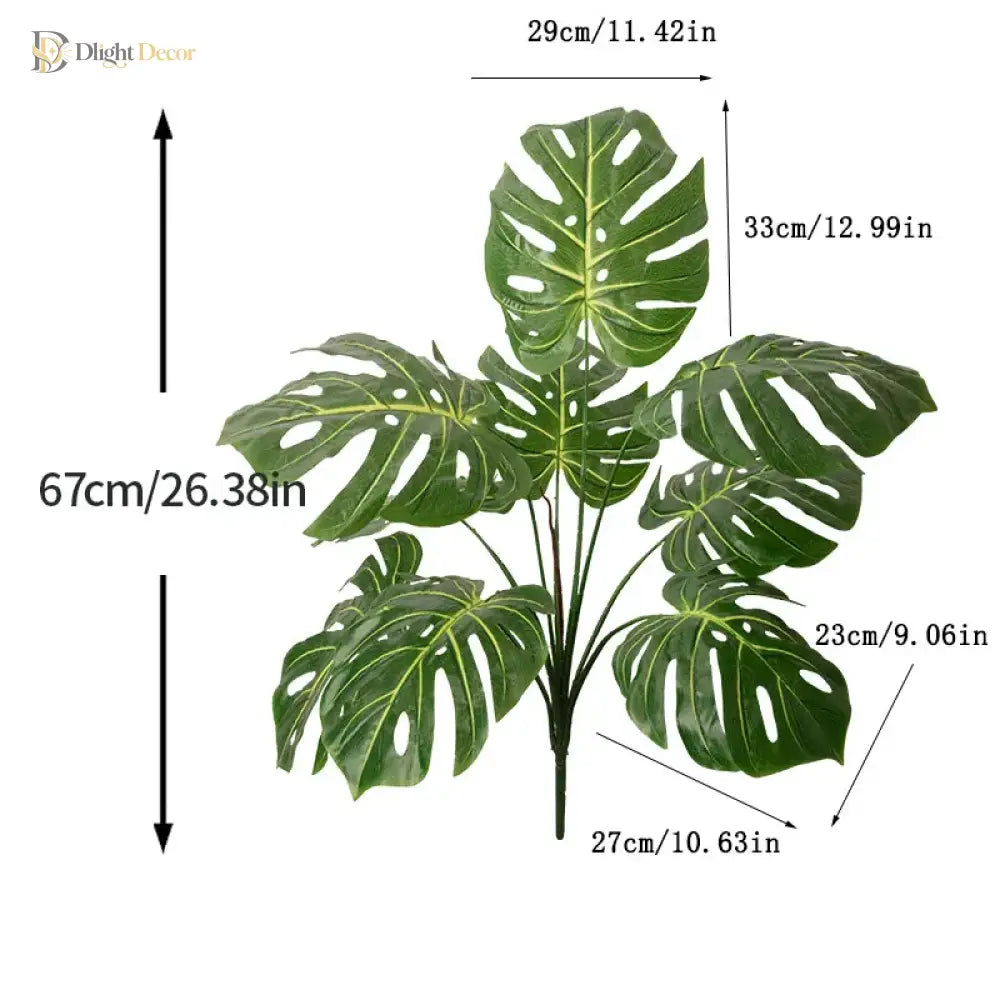 Dlight Decor 85cm Tropical Palm Banana Tree Branch with Monstera Leaves