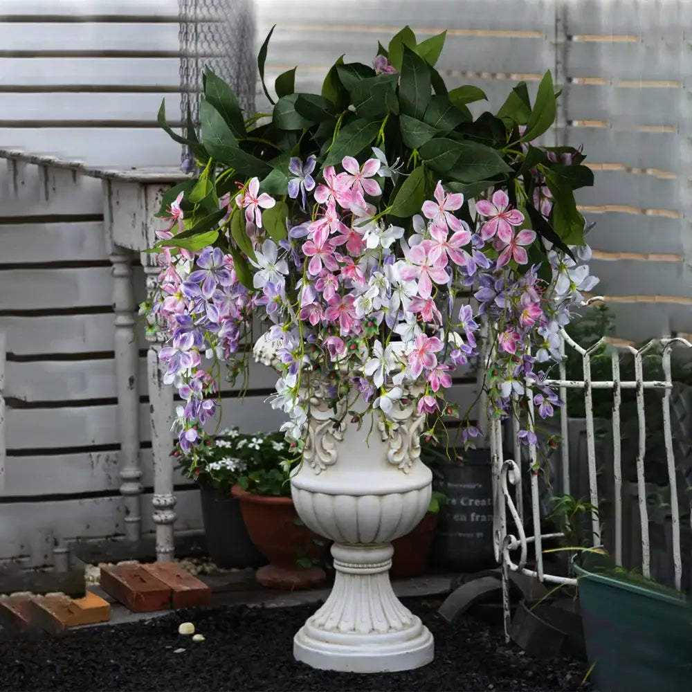 Dlight Decor 95cm Hanging Jasmine Bouquet with Tropical Begonia Flowers