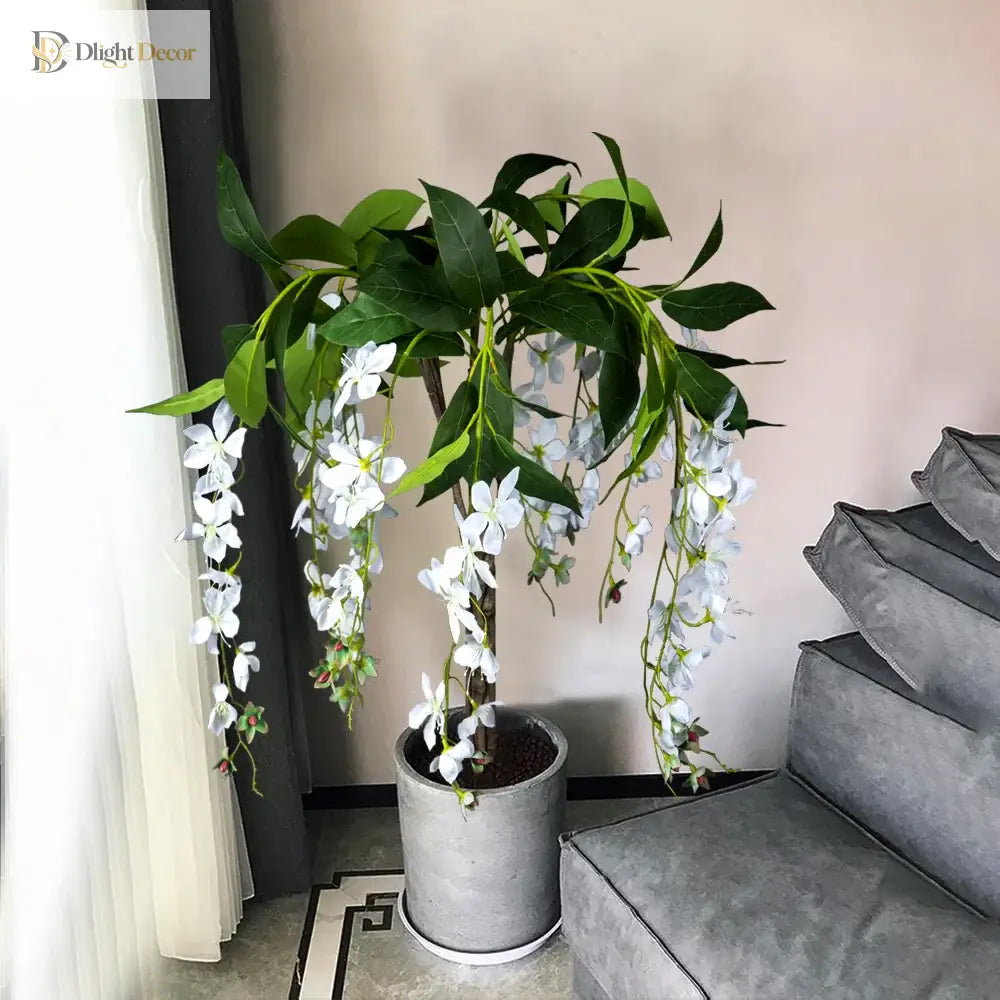Dlight Decor 95cm Hanging Jasmine Bouquet with Tropical Begonia Flowers