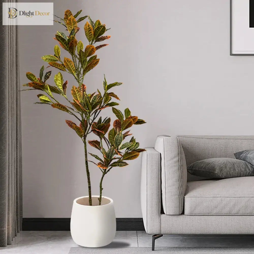 Dlight Decor Codiaeum Ficus Tree for Tropical Indoor Floor Decor