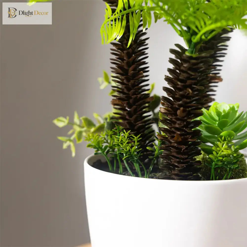 Dlight Decor Potted Palm Plant 33cm or 40cm with Succulents