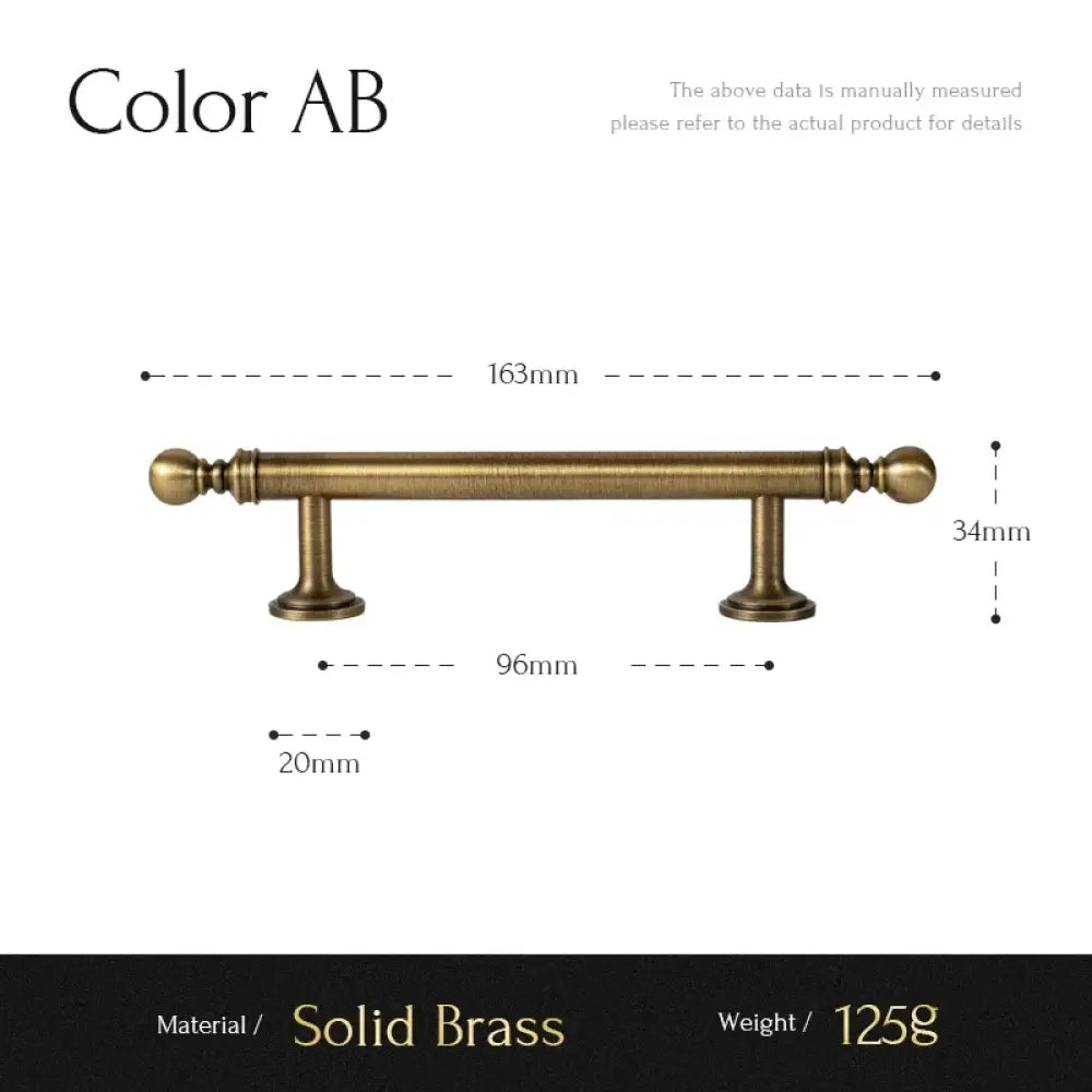 Brushed brass T-bar cabinet pull with rounded ends; 163mm length, AB finish
