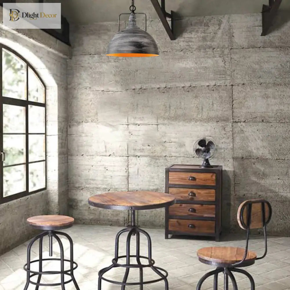 Elara - Adjustable Industrial Pendant Light With Aged Silver Dome (1 - Light)