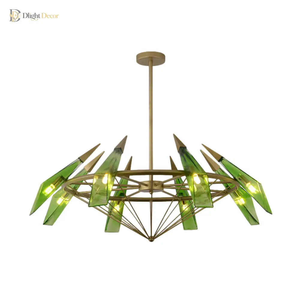 Elara’s Modern Chandelier - Two - Tone Glass Elegance (8 - Light)