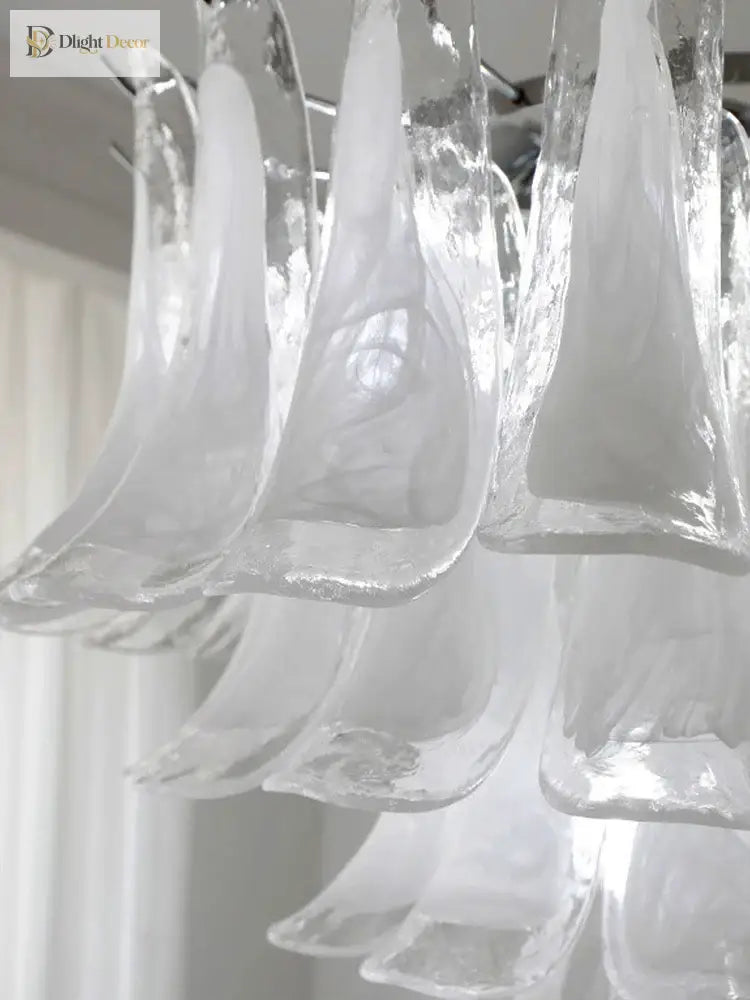 Elara White Petal Glass LED Chandelier for Staircase & Villa Décor chandelier