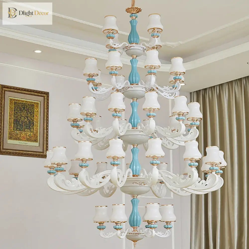 Elegant European - Style Duplex Building Chandelier - Ideal For Villa Living Rooms Grand Halls And