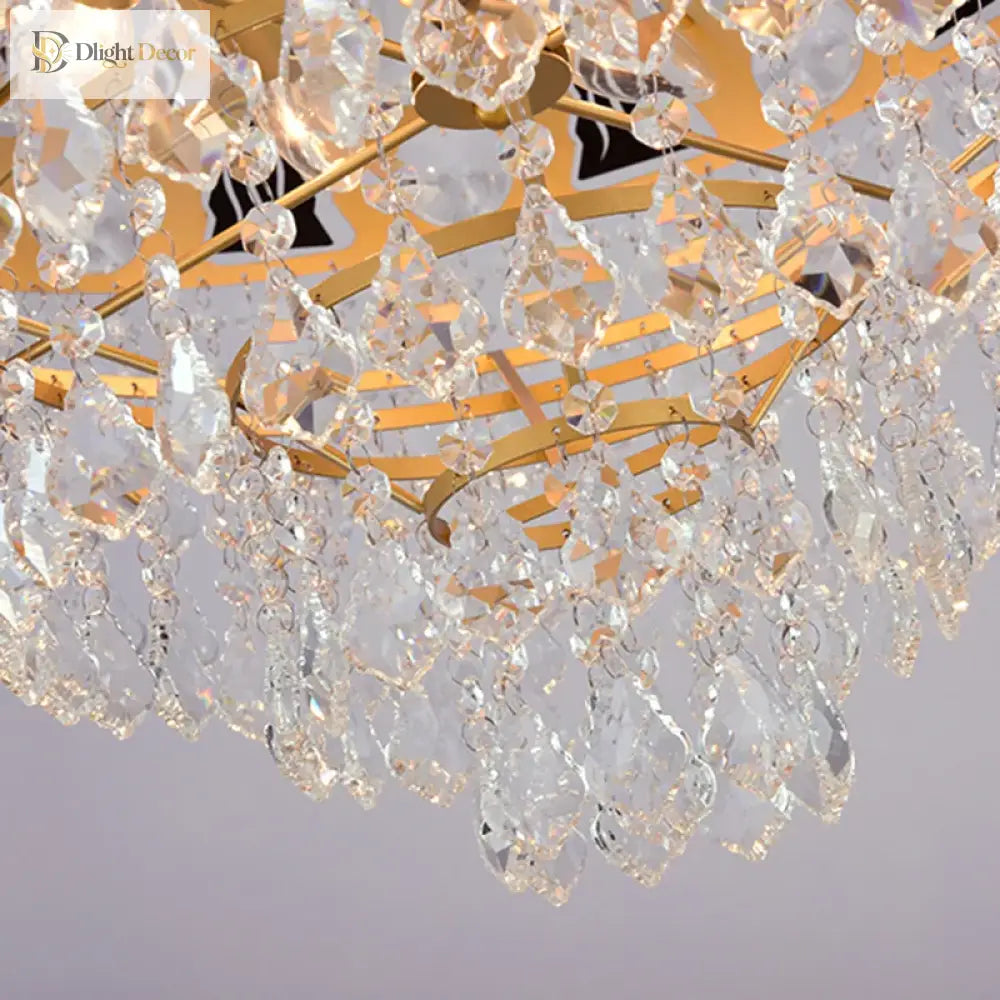 Elegant French Pastoral Golden Crystal Chandelier - Perfect For Living Rooms Dining Bedrooms And