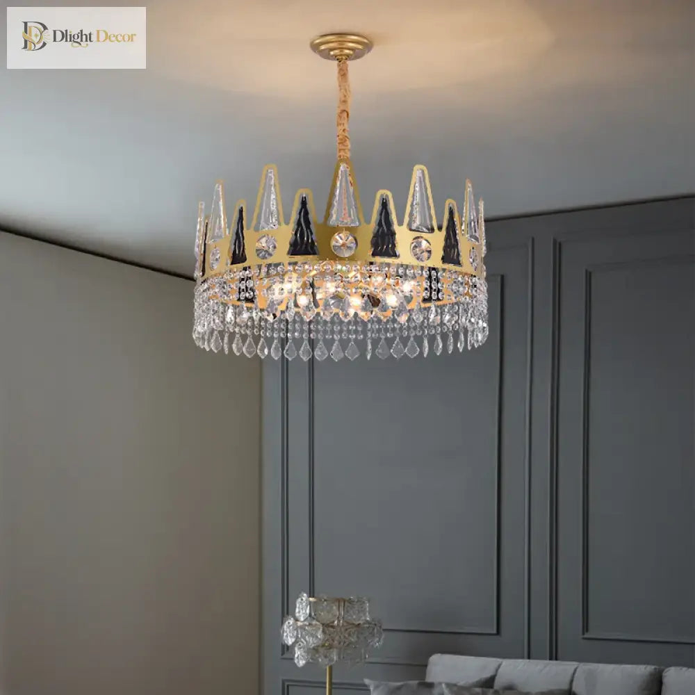 Elegant French Pastoral Golden Crystal Chandelier - Perfect For Living Rooms Dining Bedrooms And