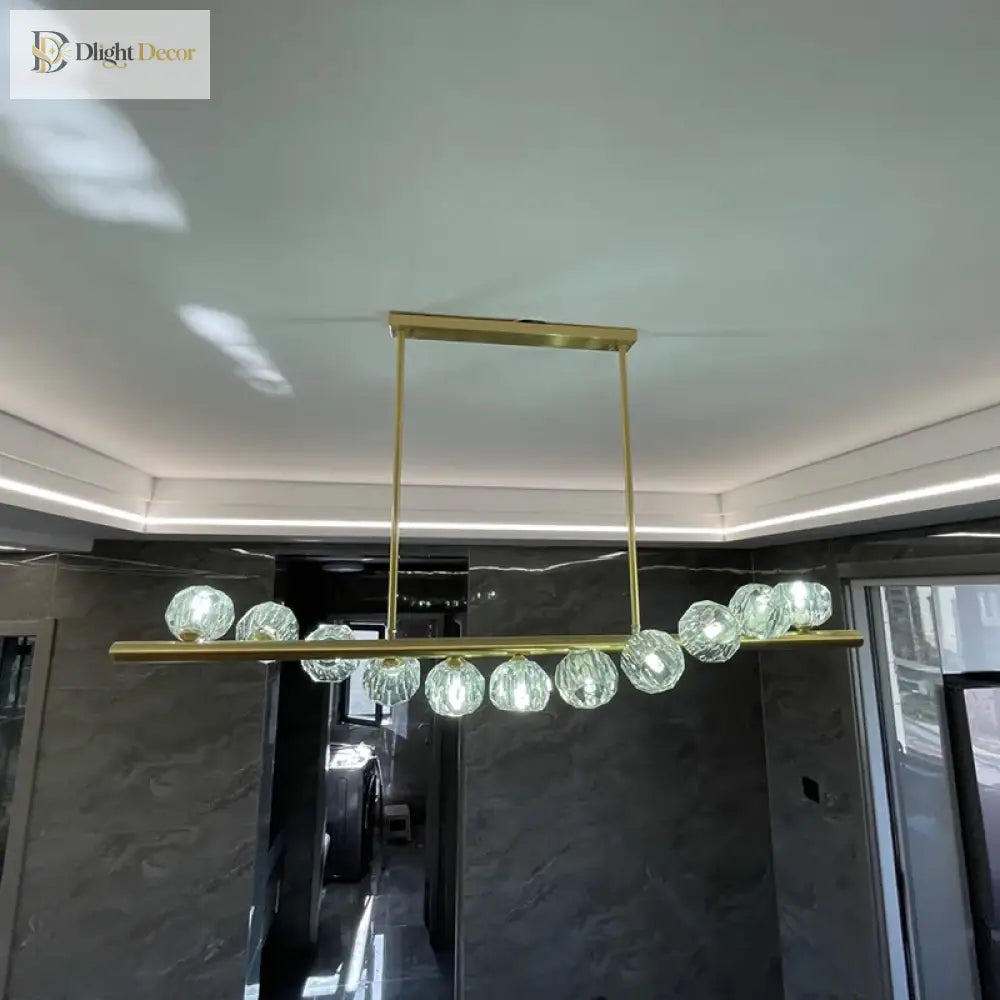 Elegant Rectangle Copper Chandelier - A Luxurious Crystal Light Fixture For Kitchen Islands Hotel