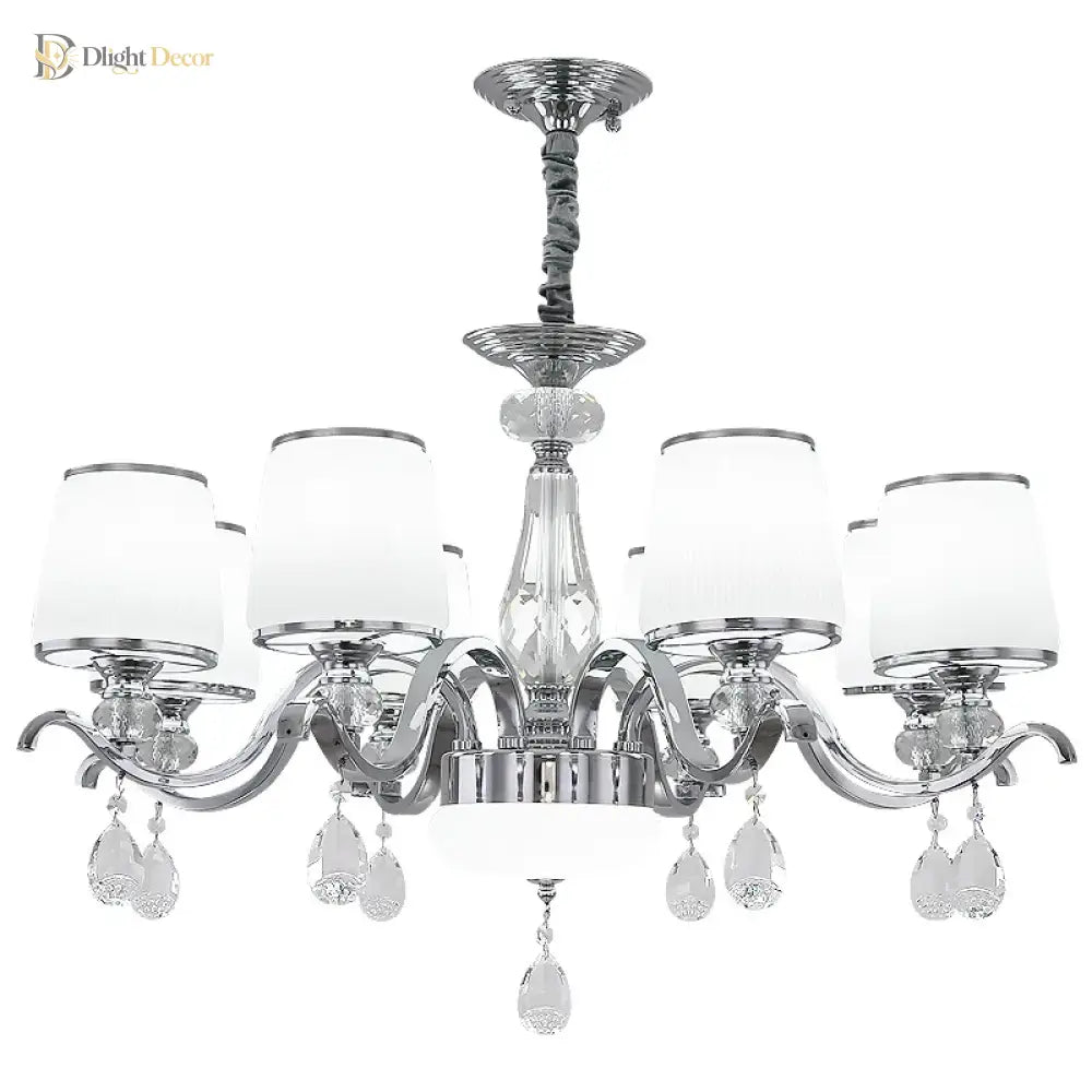 Elegant European Chrome Crystal Chandelier - A Postmodern Simple Fixture For Living Rooms Dining