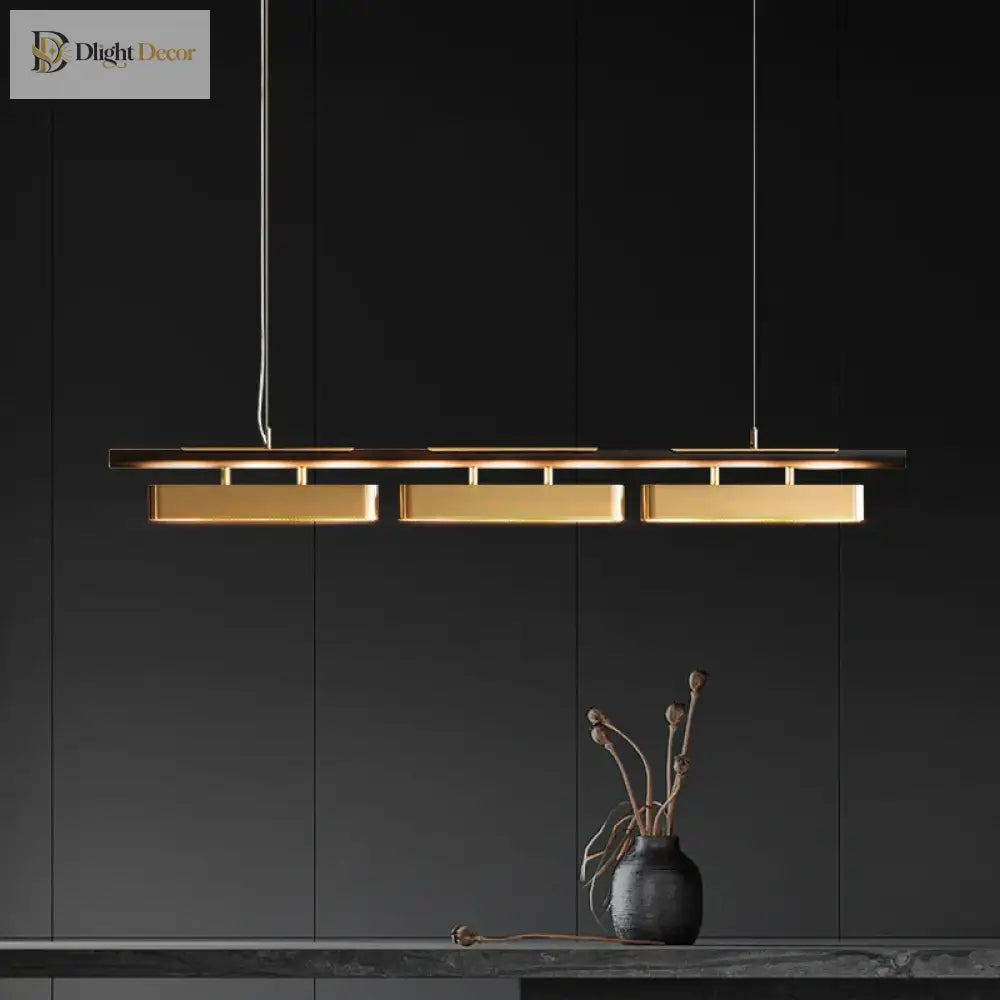 Elegant Black And Gold Led Chandelier - Contemporary Lighting For Dining Kitchen Rooms Pendant