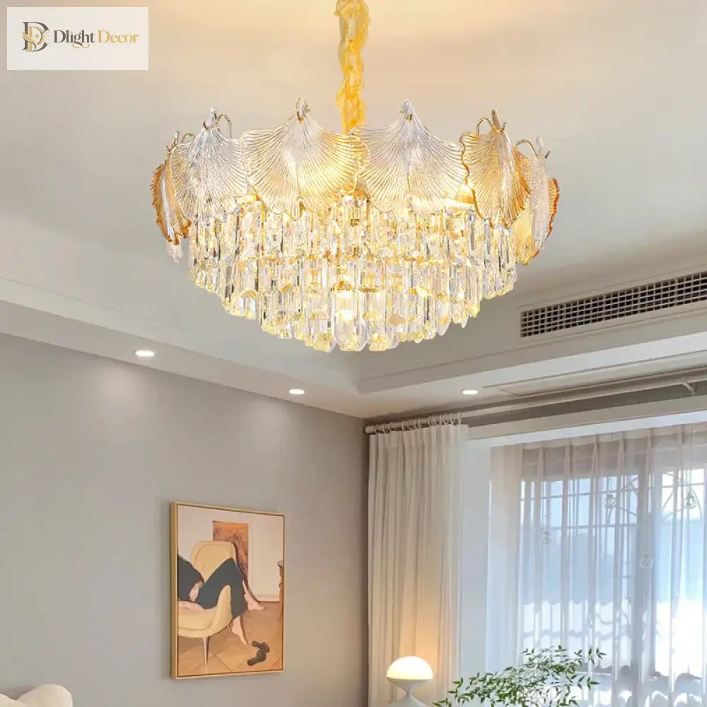 Elegant Crystal Ceiling Chandelier With Led Lighting - Luxury Home Decoration For Living Rooms