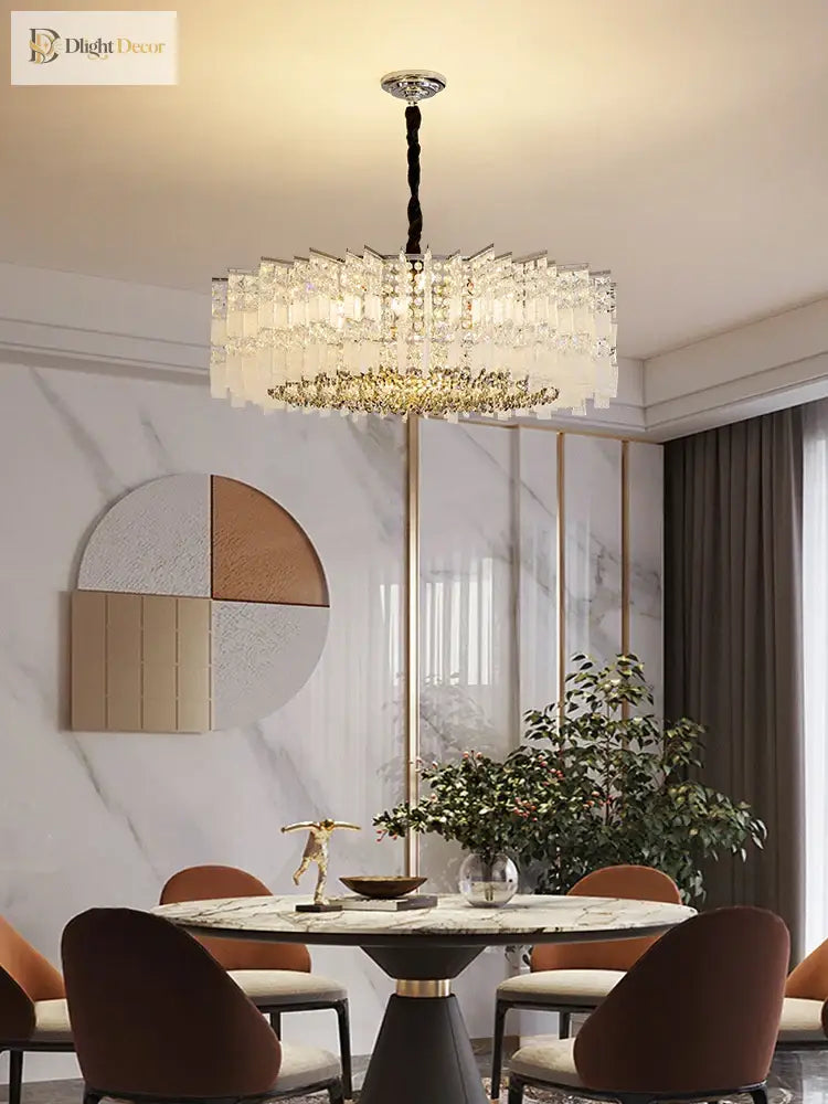 Elegant Led Crystal Chandelier For Luxurious Living Rooms - Chrome/Gold Round Design Perfect Indoor