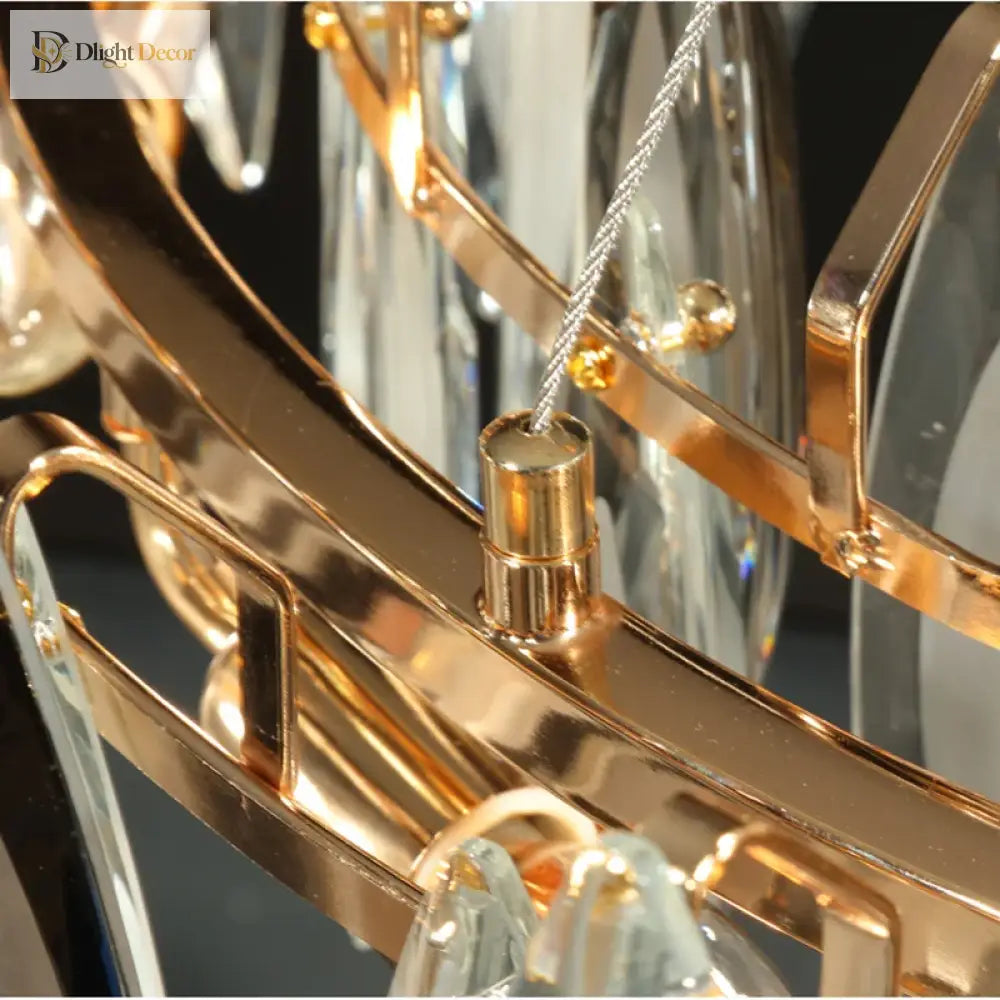 Elegant Round Gold Led Crystal Chandelier - A Modern Luxury Lighting Fixture For Dining Rooms