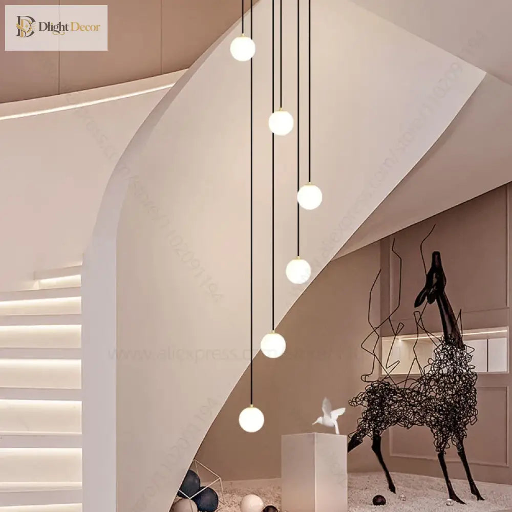 Elegant Led Staircase Chandelier - Illuminate Your Duplex Apartment With Modern Luxury Pendant