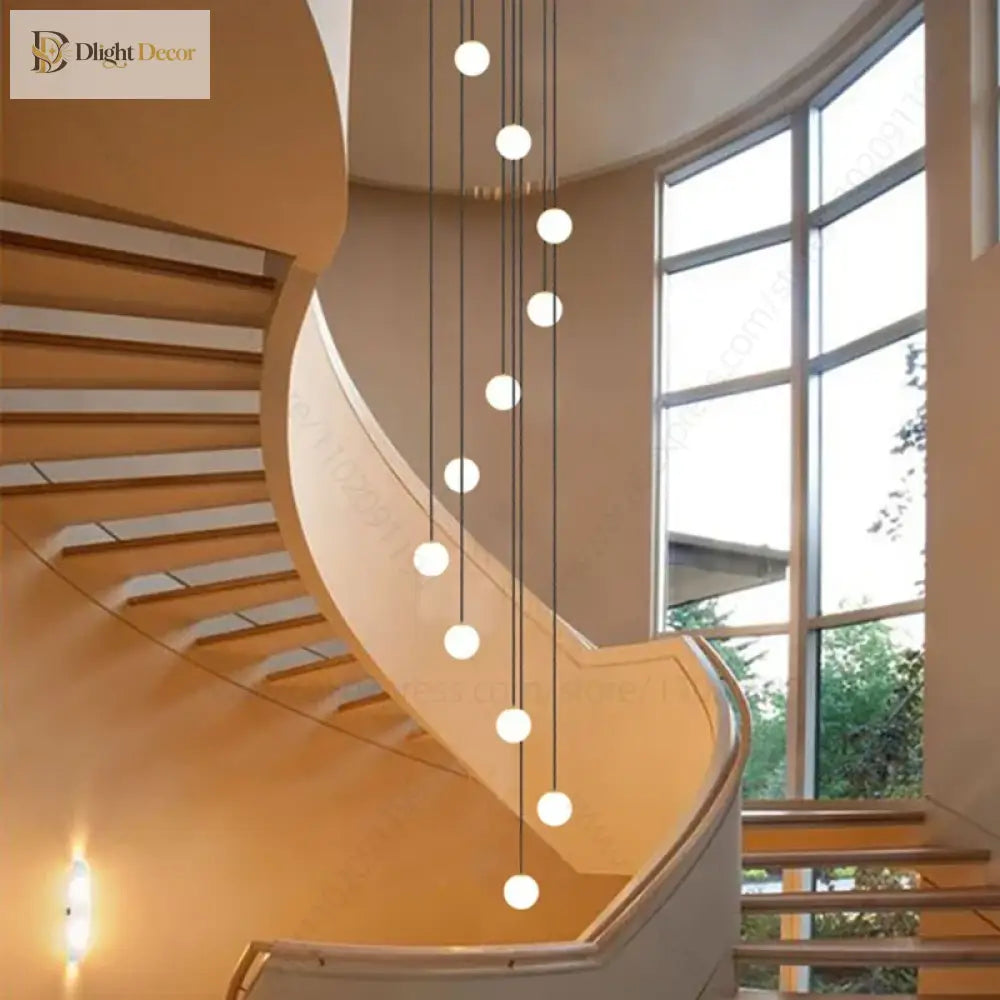 Elegant Led Staircase Chandelier - Illuminate Your Duplex Apartment With Modern Luxury Pendant