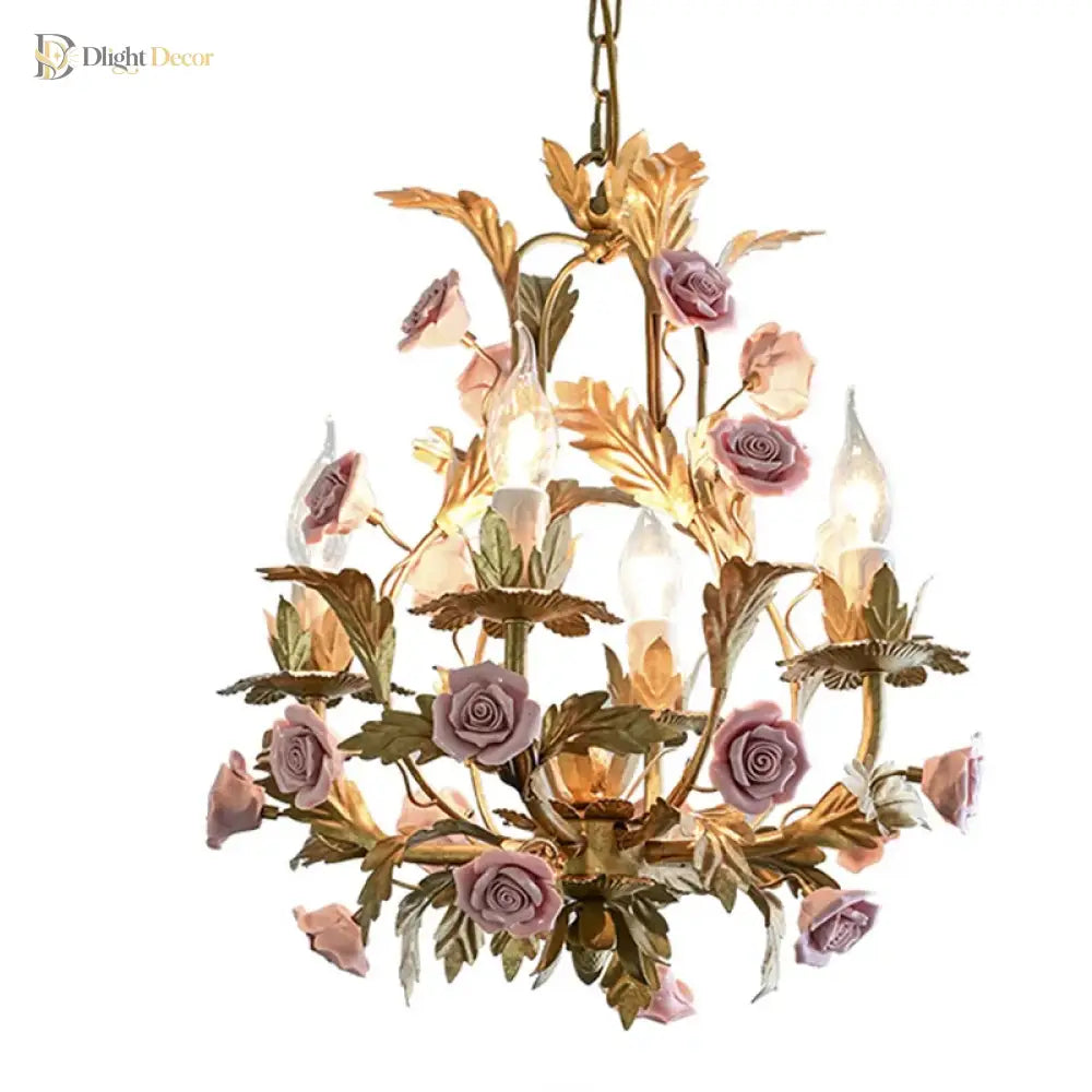 Elegant Nordic Rose Copper Chandelier - Led Illumination For Luxury Living Chandelier
