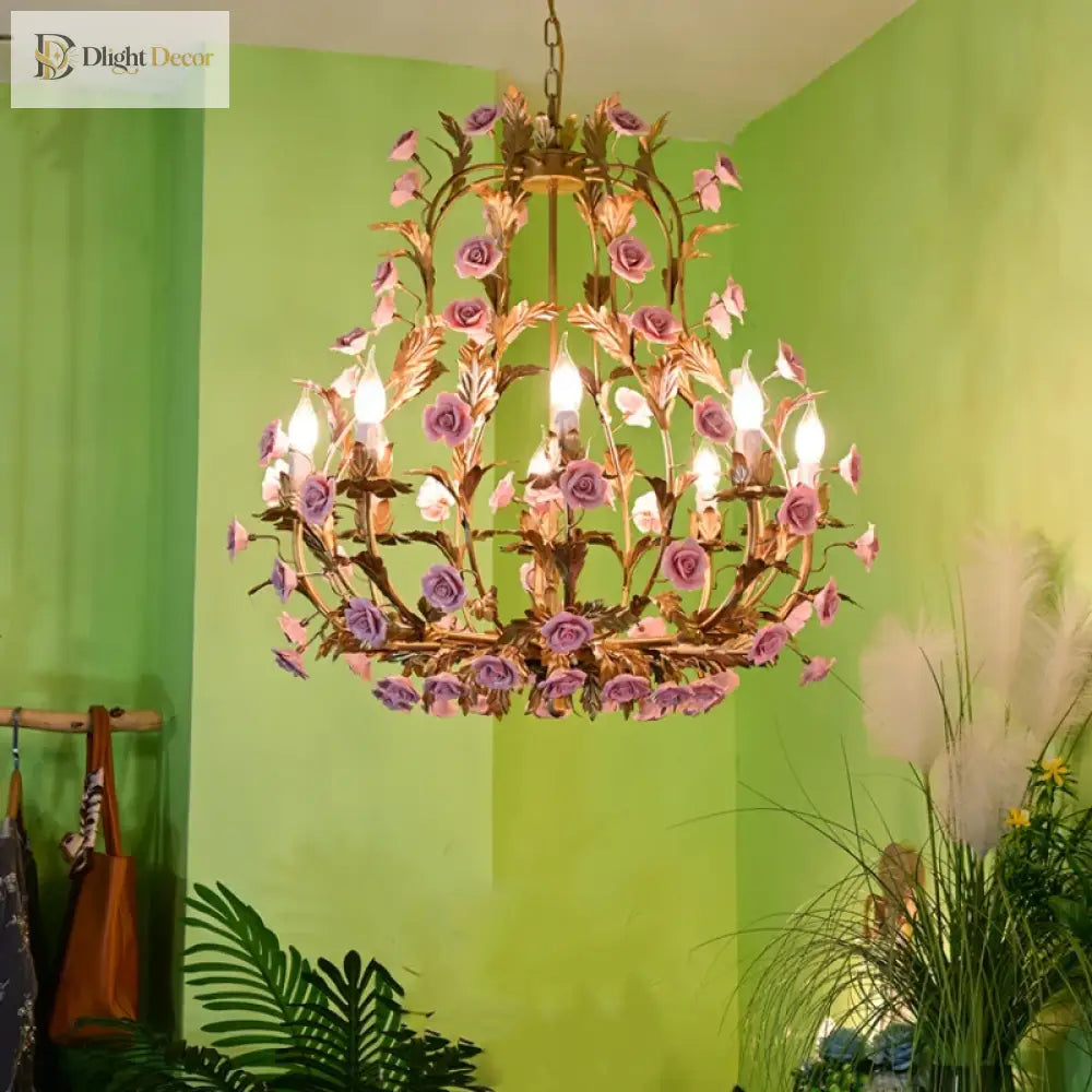 Elegant Nordic Rose Copper Chandelier - Led Illumination For Luxury Living Chandelier