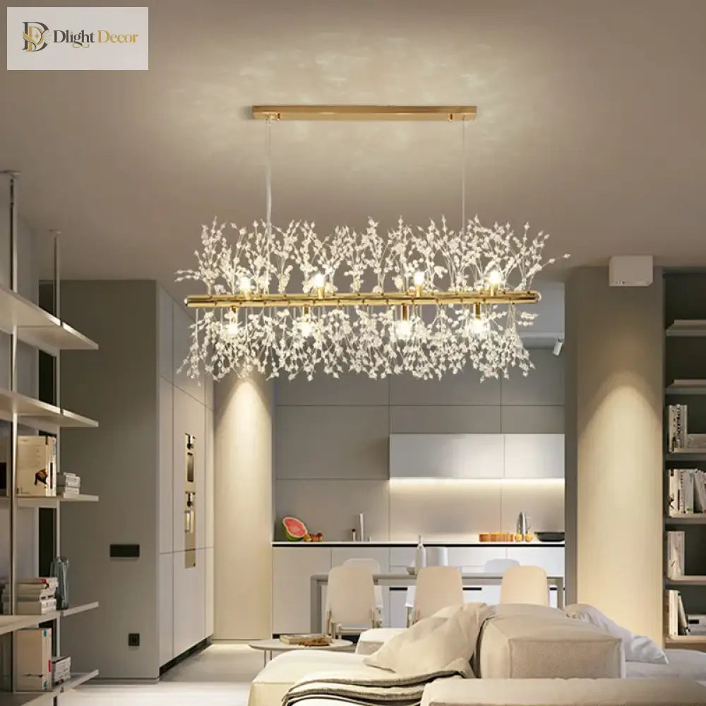 Elegant Crystal Led Chandelier - Nordic Gold And Silver Dandelion Design Perfect For Living Rooms