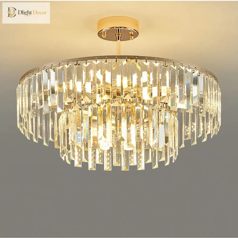 Elegant Modern Crystal Gold Chandelier - Round Smoked Gray Design Perfect For Luxury Living Rooms