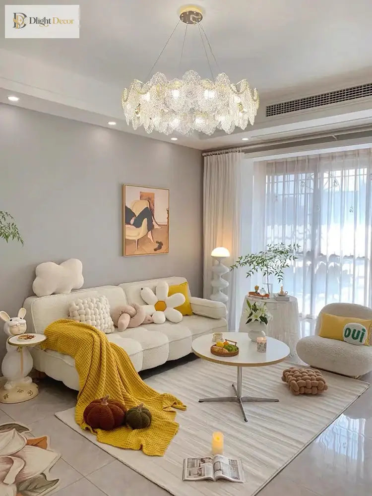 Elegant French Light Luxury Glass Chandelier - Modern Golden Rectangular Dining Room And Living