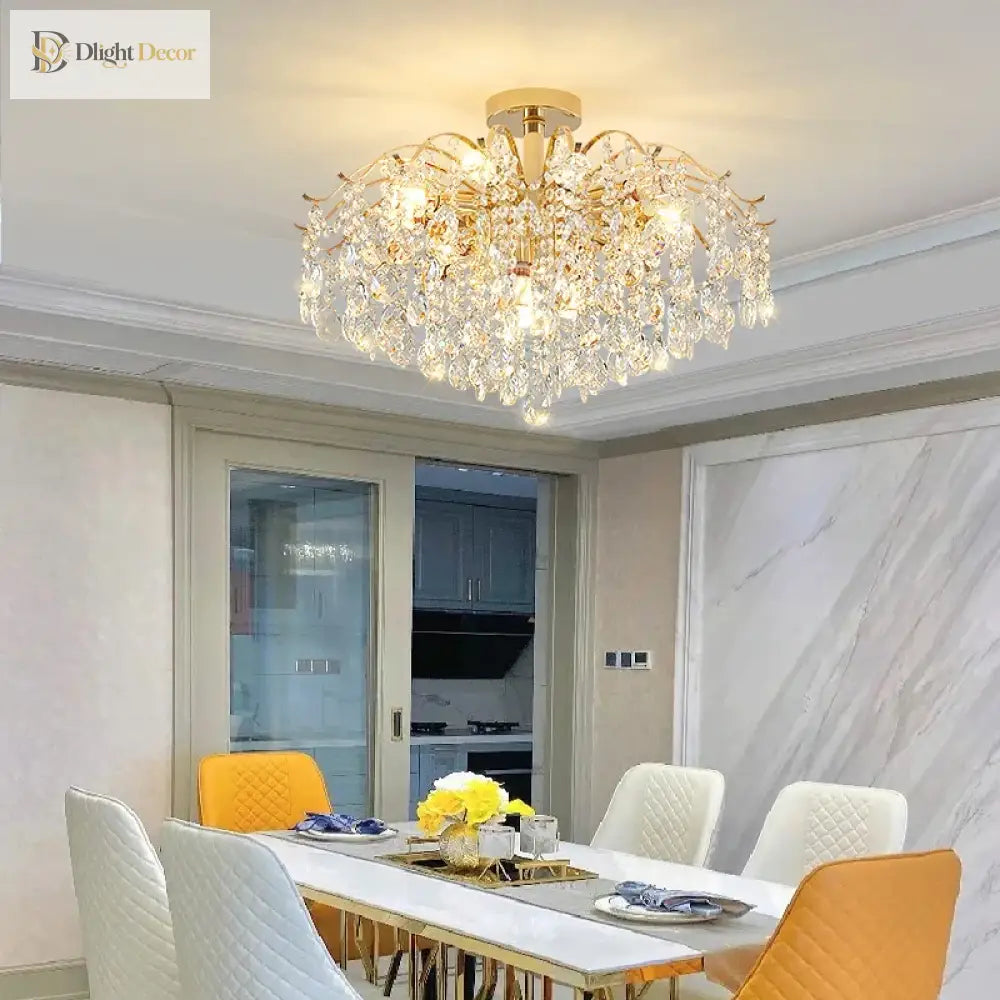 Elegant French Light Luxury Crystal Chandelier - Ideal For Atmosphere In Living And Dining Rooms