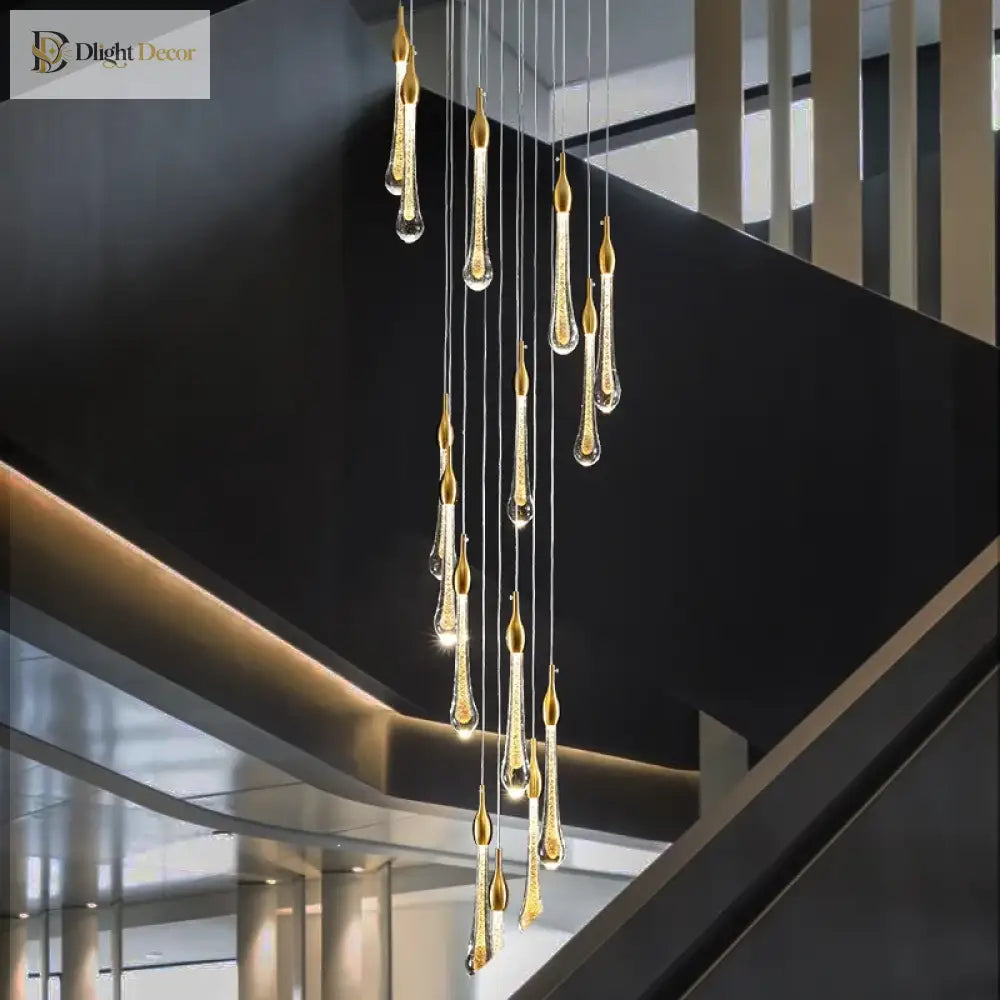 Elegant Postmodern Spiral Staircase Chandelier - A Creative Lighting Fixture For Bedrooms Dining