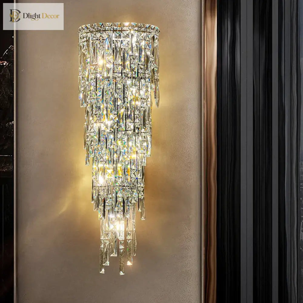 Elena’s Multi - Layer Crystal Pendant Wall Lamp - High - Quality Elegance For Your Living Spaces