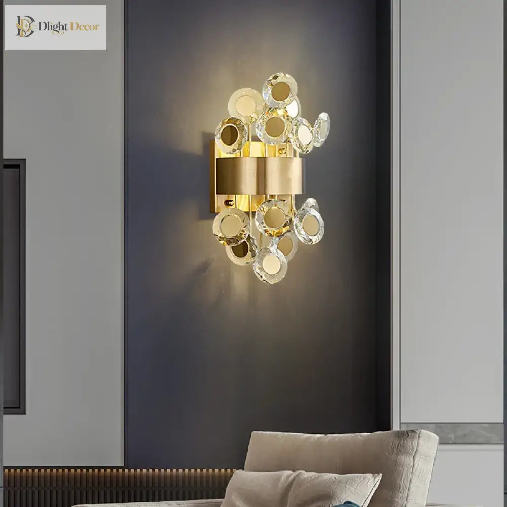 Eliana - New Modern Wall Sconce Lighting For Bedroom Brushed Gold Crystal Lamps Home Decoration Led