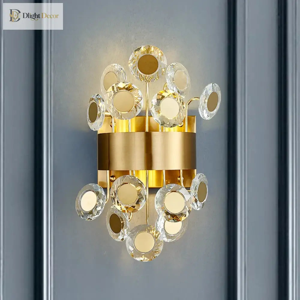 Eliana - New Modern Wall Sconce Lighting For Bedroom Brushed Gold Crystal Lamps Home Decoration Led