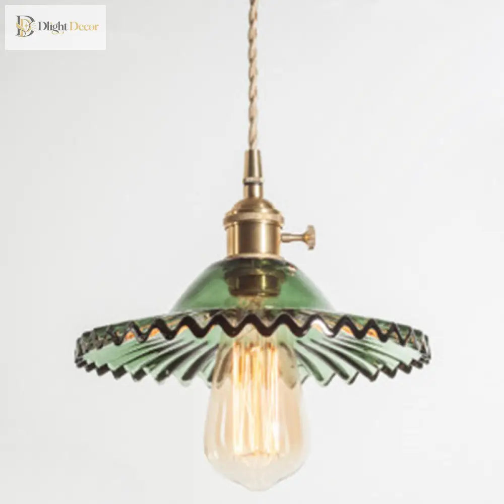 Eliana Scalloped Pendant: Vintage Charm With Green Hue (Multiple Color Options)