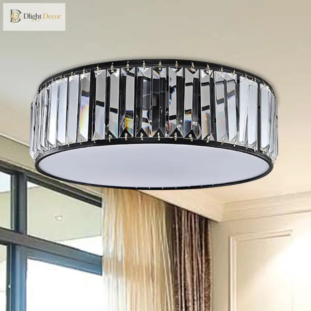 Elizabeth Crystal Drum Fixture - Modern Elegance For Bedrooms Ceiling Light